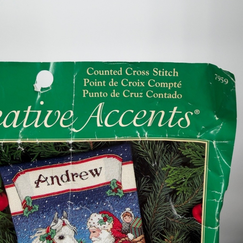 Creative Accents Counted Cross Stitch Santa Gift Stocking Kit PARTIAL-STARTED - Picture 4 of 16